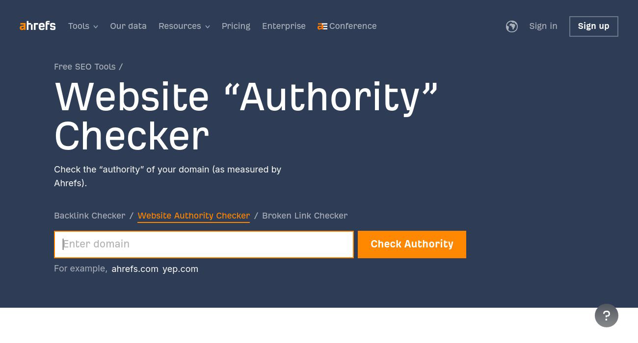 Ahrefs Authority Checker (DR)