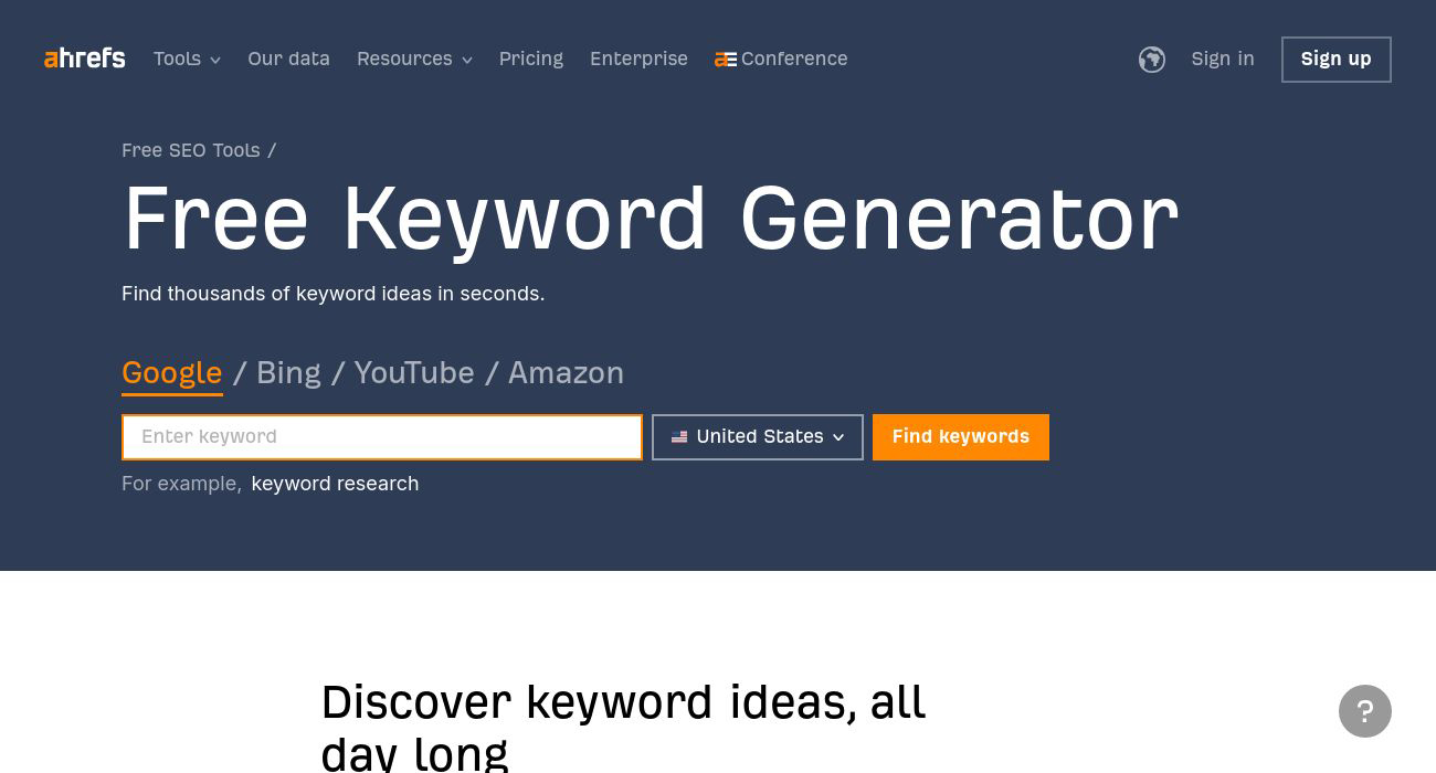 Ahrefs Keyword Generator