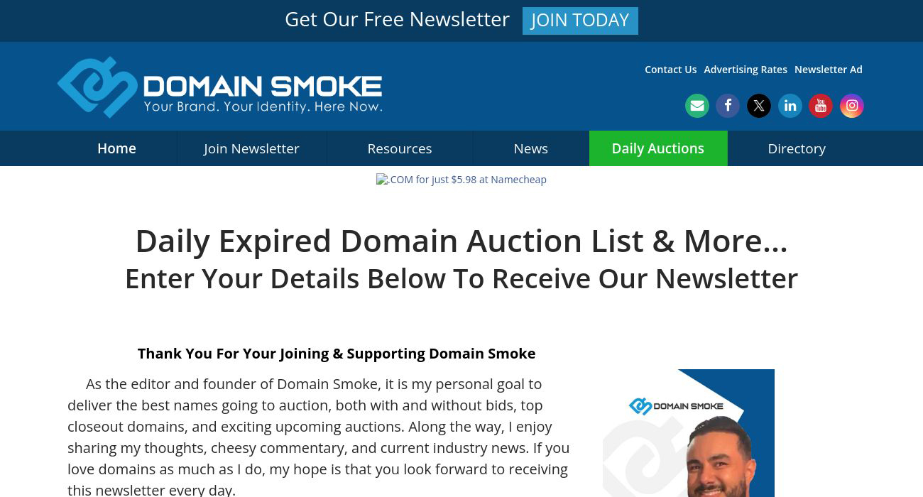 Domain Smoke - Expiring Domain Name Auctions