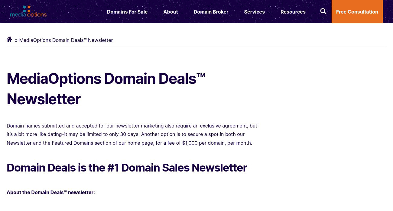 MediaOptions Domain Deals